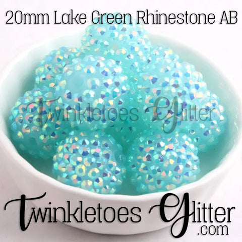 Bubblegum 20mm Bead Mix ~ AB Lake Green Rhinestone
