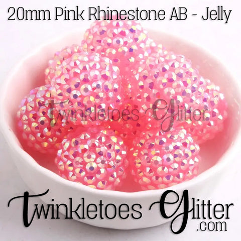 Bubblegum 20mm Bead Mix ~ AB Jelly Pink Rhinestone