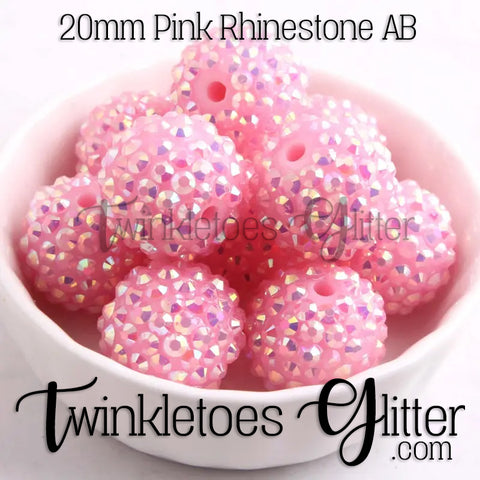 Bubblegum 20mm Bead Mix ~ AB Pink Rhinestone