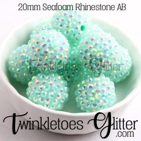 Bubblegum 20mm Bead Mix ~ AB Seafoam Green Rhinestone