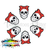 Skull w/Red Ribbon Silicone Focal Bead