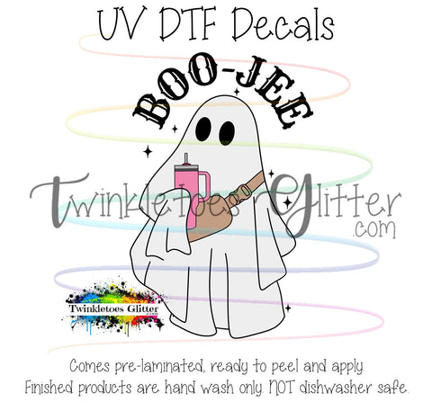 Boo-Jee Ghost with Tumbler ~ No Brand ~ UV Decal