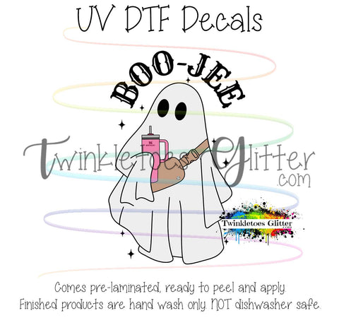 Boo-Jee Ghost with Tumbler ~ Brand ~ UV Decal