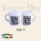 Coffee Cup w/Saying Silicone Focal Bead ~ 9 Styles