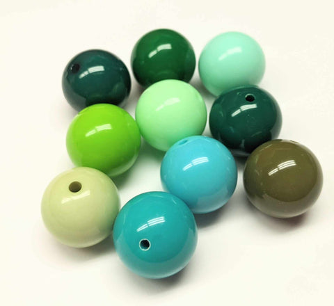 Bubblegum 20mm Bead Mix ~ Shades of Green