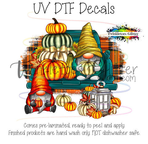 Fall Gnomes on Truck w/Pumpkins ~ UV Decal