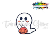 Ghost w/Trick or Treat Bucket Silicone Focal Bead