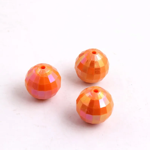 20mm Acrylic Bubblegum Beads ~ Goldfish AB Faceted Opaque Rounds