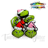 Green Man W/Santa Hat Silicone Focal Bead ~ 3 Colors