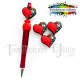 Heart w/Colored Paws Silicone Focal Bead