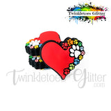 Heart w/Colored Paws Silicone Focal Bead