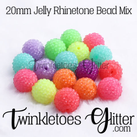 Bubblegum 20mm Bead Mix ~ Jelly Neon Rhinestone Mix