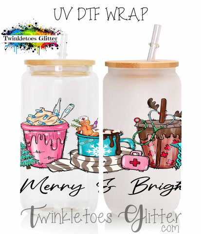 Merry and Bright Coffee Cups (Nursing) UV Can Wrap