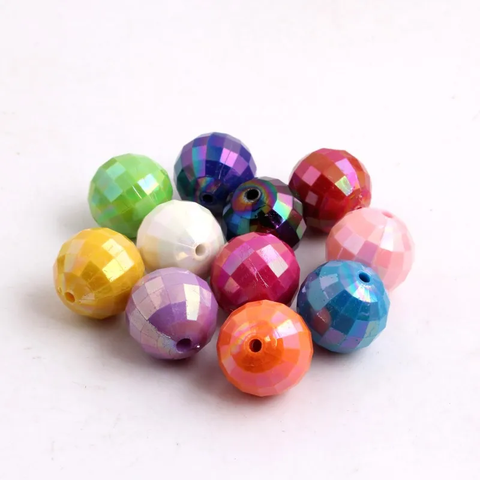 20mm Acrylic Bubblegum Beads ~ AB Mix Faceted Opaque Rounds