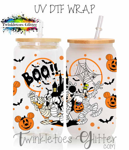 Mummy Mouse and Pumpkins UV Can Wrap