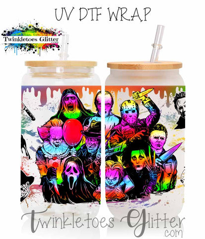 Scary Movie Neon Collage UV Can Wrap