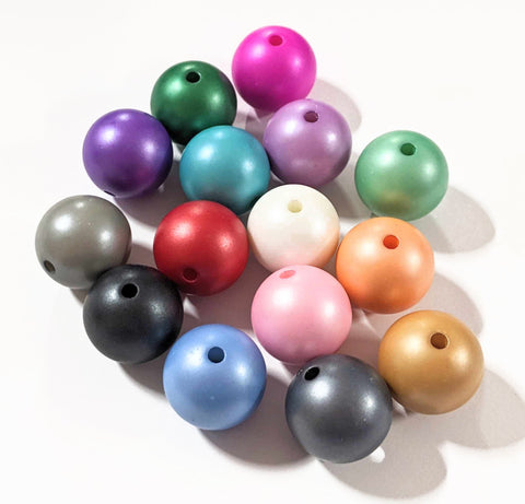 Bubblegum 20mm Beads ~ Matte Pearl Mix of 15 Colors