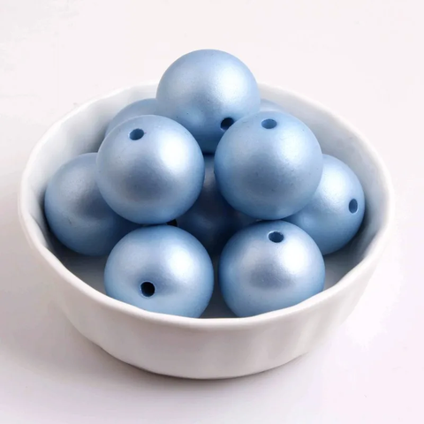 20mm Acrylic Bubblegum Beads ~ Matte Pastel Blue Pearls