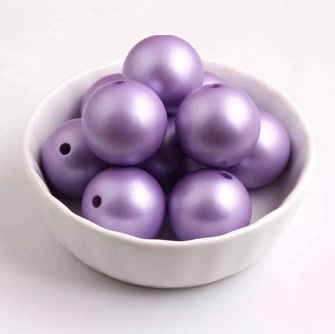 20mm Acrylic Bubblegum Beads ~ Matte Pastel Purple Pearls