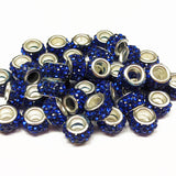 Large Hole Pave Style Rhinestone Rondelle Spacer Beads ~ 18 colors
