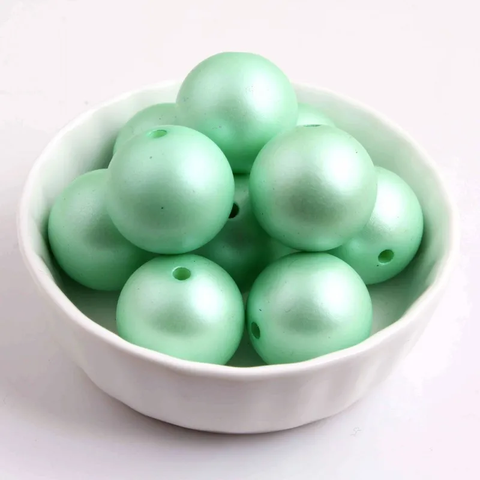 20mm Acrylic Bubblegum Beads ~ Matte Pistachio Pearls