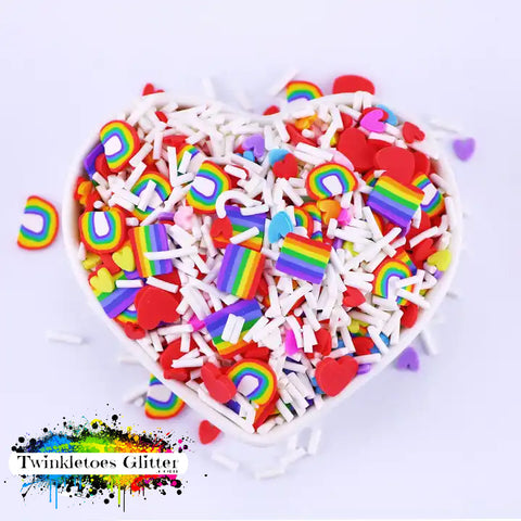 Rainbows and Hearts w/Sprinkles Polymer Clay Slices Mix