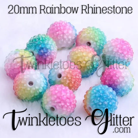Bubblegum 20mm Bead Mix ~ Rainbow Rhinestone