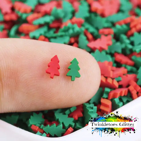 Red Christmas Trees Polymer Clay Slices