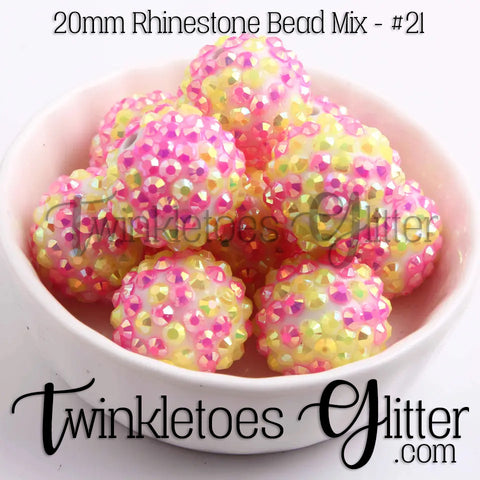 Bubblegum 20mm Bead Mix ~ AB Rhinestone Bead Mix #21