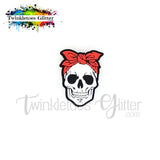 Skull w/Red Ribbon Silicone Focal Bead