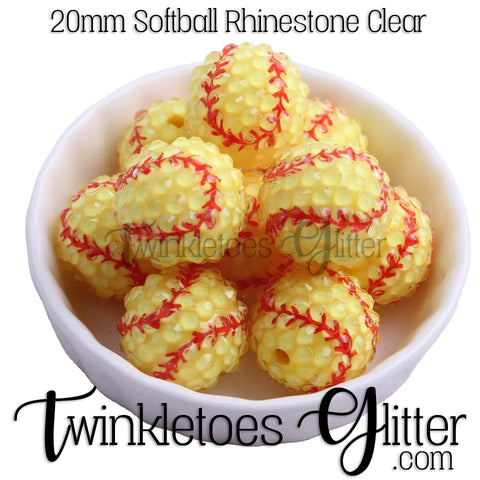 Bubblegum 20mm Bead Mix ~ Softball Rhinestone