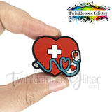 Heart w/Stethoscope Silicone Focal Bead