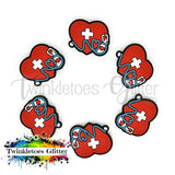 Heart w/Stethoscope Silicone Focal Bead