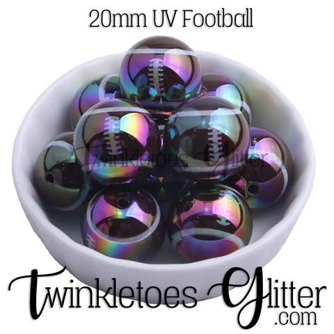 Bubblegum 20mm Printed Bead ~ UV Football