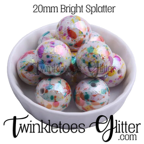 Bubblegum 20mm Bead Mix ~ UV Bright Splatter