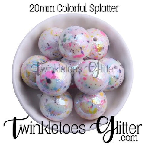 Bubblegum 20mm Bead Mix ~ UV Colorful Splatter