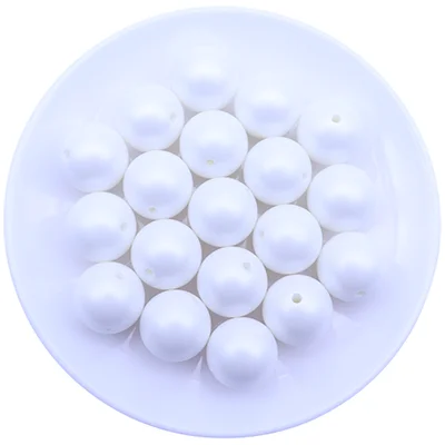 20mm Acrylic Bubblegum Beads ~ Matte White Pearls