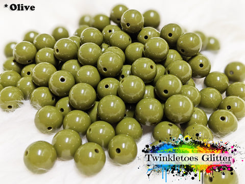 12mm Solid Acrylic Beads ~ Olive