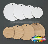 Round Ornament Wood Blanks ~ All Sizes ~ w/Hole