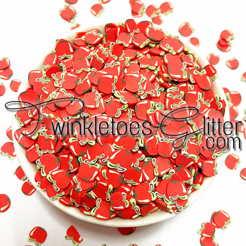 Red Delicious Apple Polymer Clay Slices, Whole