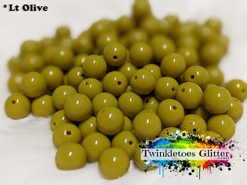 12mm Solid Acrylic Beads ~ Lt Olive