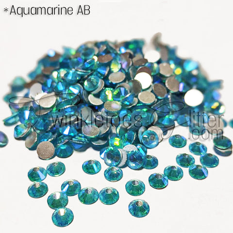 Flatback Rhinestones ~ Aquamarine AB ~ 4 Sizes