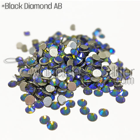 Flatback Rhinestones ~ Black Diamond AB ~ 4 Sizes