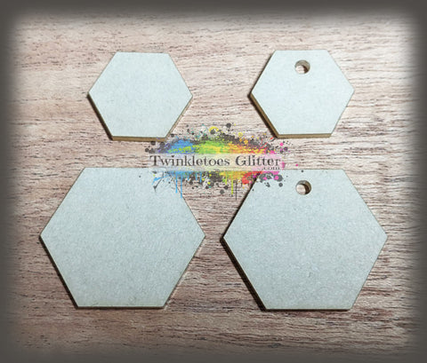 Hexagon Acrylic Blanks ~ All Sizes ~ w/Hole