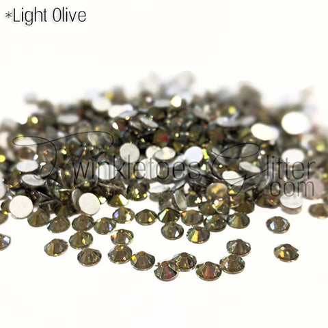 Flatback Rhinestones ~ Light Olive ~ 2 Sizes