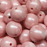 15mm Round Opal Silicone Beads ~ Marble Rose Pink