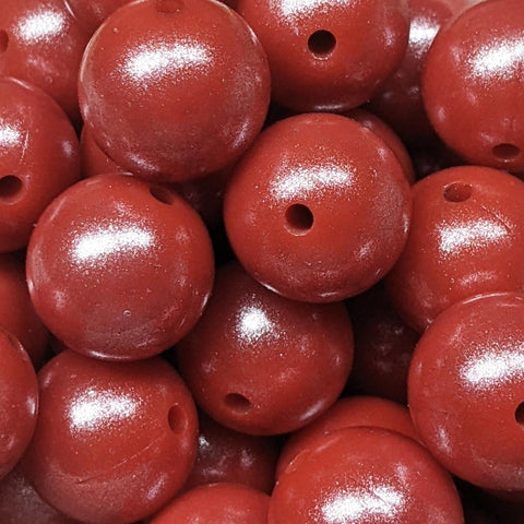 15mm Round Opal Silicone Beads ~ Tomato Red