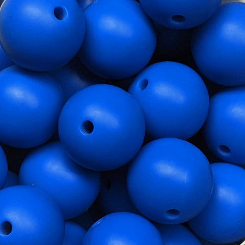 15mm Round Silicone Beads ~ Azure Blue
