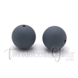 15mm Round Silicone Beads ~ Dark Grey