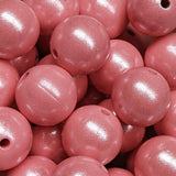 15mm Round Opal Silicone Beads ~ Vintage Pink